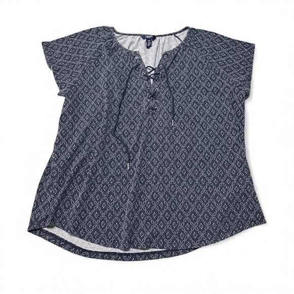 Chaps Tops - Chaps Navy Blue Geometric Women's Blouse